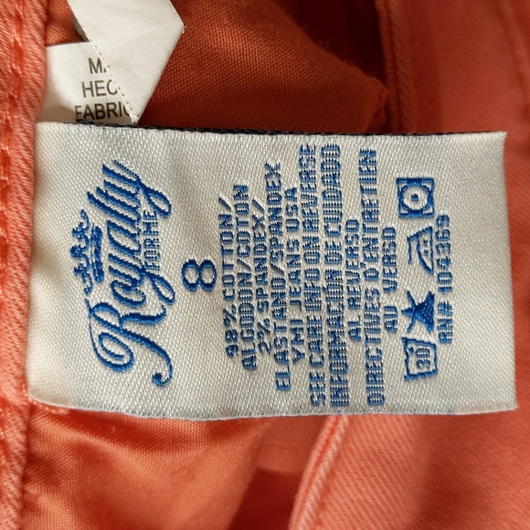 Royalty Double Button Ankle Cropped Pants 8 Orange Peach - Picture 6 of 16